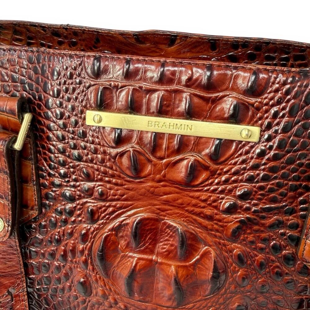 Brahmin Medium Asher Tote Crocodile Embossed Pecan Melbourne Brown - Picture 4 of 13
